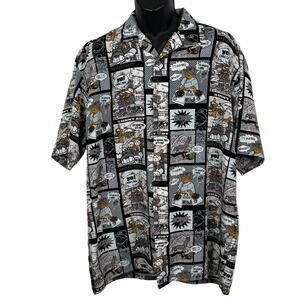 Vintage Y2K Dagacci Plaitum Jean Wear All Over Urban Comic Shirt Size L